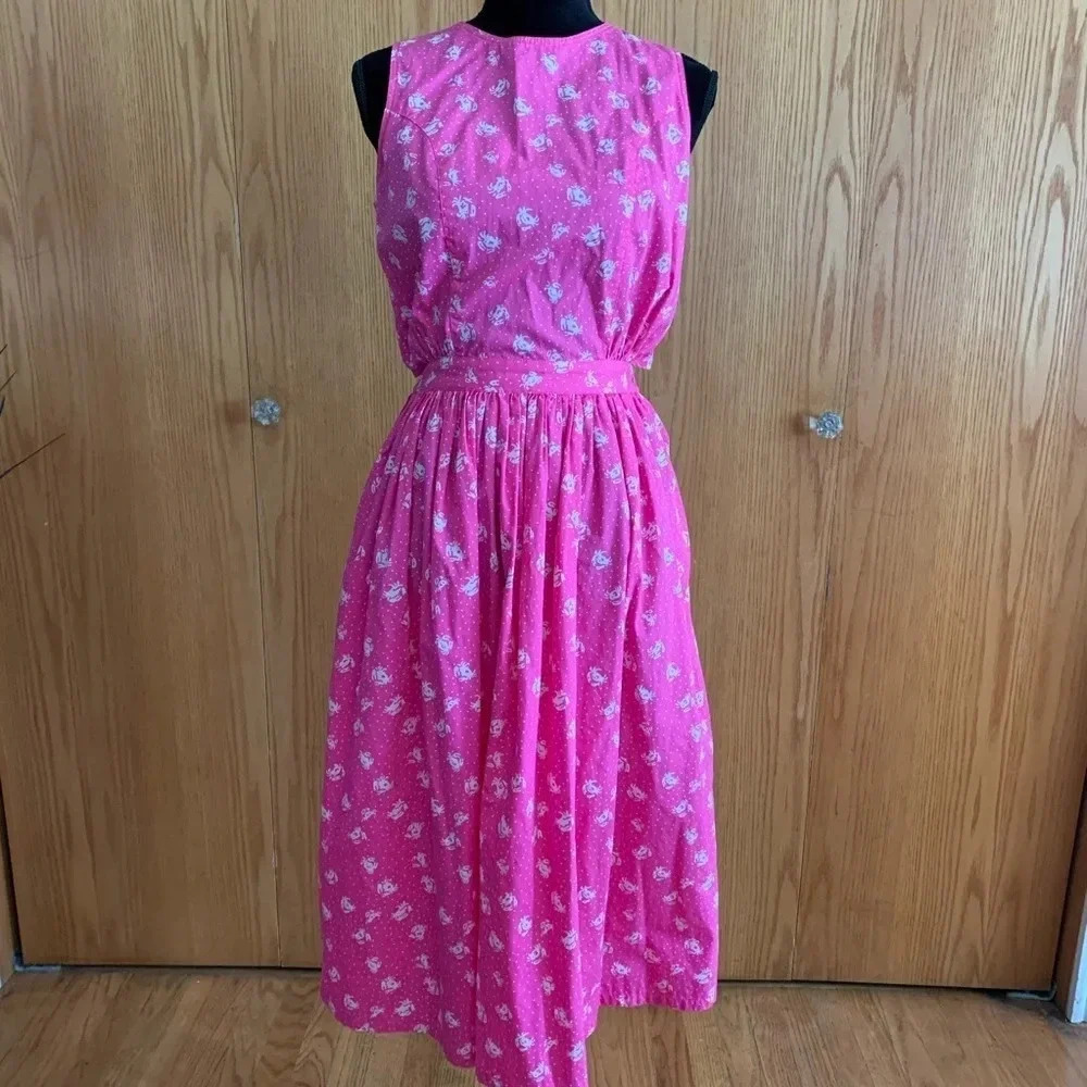 Interim Crab Print Tie Back Midi Dress w/Pockets